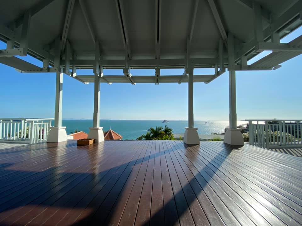 YOGA class takes place looking over the Andaman Sea at Amatara Wellness.