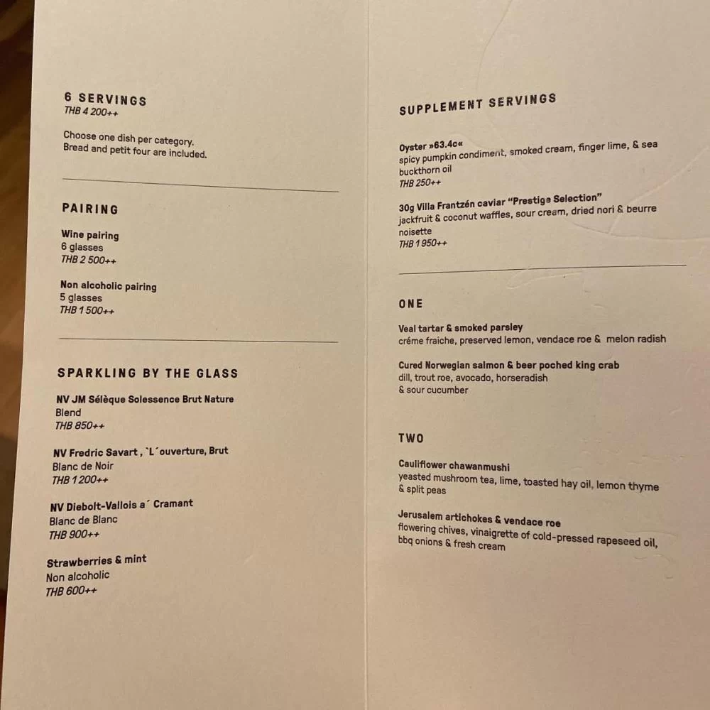 Menu at Villa Frantzen