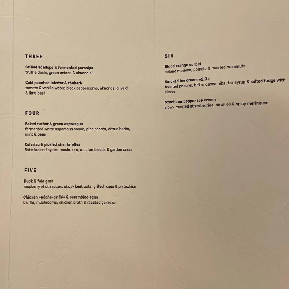 Menu at Villa Frantzen