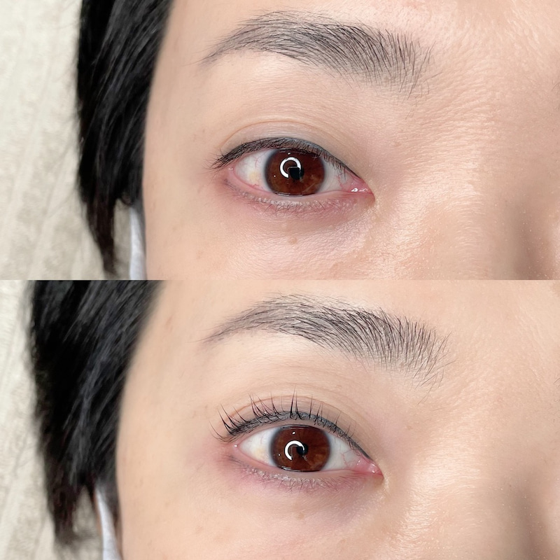 Eye lash lift (Above: before. Bottom: after)